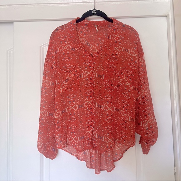Free People Slouchy Geometric Print Top (S) - Picture 1 of 6